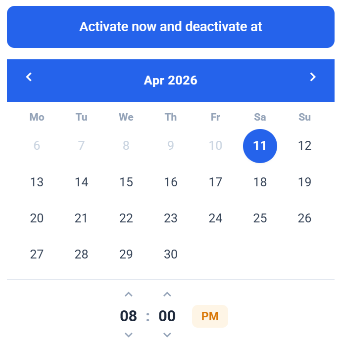 Enable for Duration and Auto-Revert